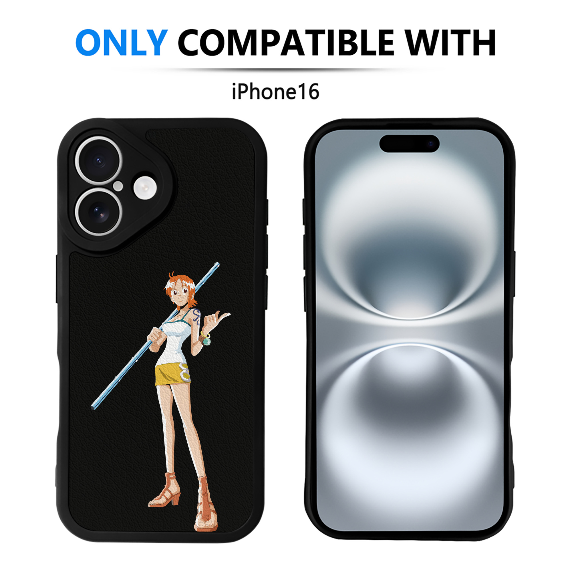 （画像用） ワンピース ナミ ONE PIECE Nami 【iPhone 16シリーズ対応】シリコンスマホケース（レザー調） 材質：シリコン